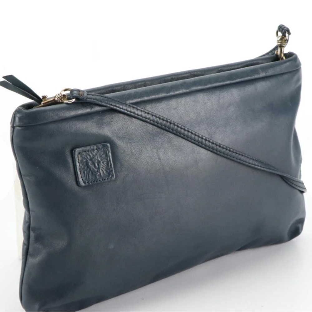 SALE!  Anne Klein authentic navy leather bag with detachable shoulder strap.